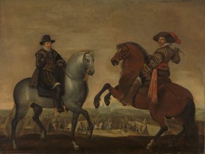 Princes Maurits and Frederik Hendrik on Horseback by Pauwels van Hillegaert (workshop of)