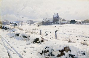 A Winter Landscape, Holmstrup by Peder Monsted