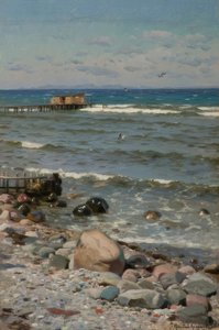 P. Mønsted, On the Beach by Peder Monsted