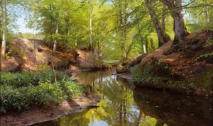 Sunny Day by the Forest Stream by Peder Monsted