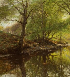 P. Mönsted, Forest Stream in Spring by Peder Monsted