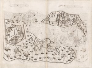 Portuguese plan of the Bahrain islands, Livro do Estado da India Oriental of Pedro Barreto de Resende, Sloane MS 197, f.165v-166r