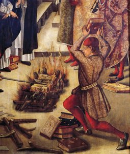 Burning of heretics books, (detail)