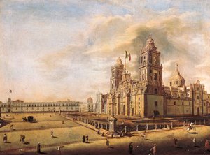 The Metropolitan Cathedral and the National Palace in Mexico