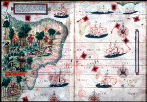 Map of Brazil by Portuguese navigators Pedro Reinel and Lopo Homen by Pedro Reinel