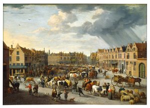 The Old Ox Market in Antwerp by Peeter van Bredael