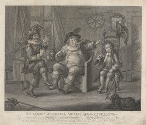 Sir Andrew Aguecheek, Sir Toby Belch and the Clown - Twelfth Night, Act II, Scene III by Peltro W. Tomkins