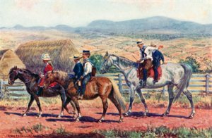 Australian children riding to school by Percy F.S. (after) Spence