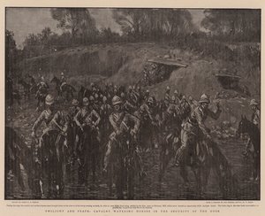 Twilight and Peace, Cavalry Watering Horses in the Security of the Dusk by Percy F.S. Spence