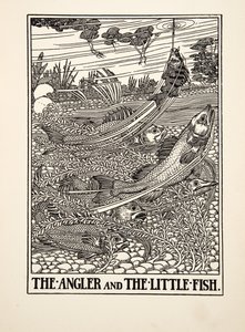The Angler and the Little Fish, from A Hundred Fables of Aesop, published 1903 by Percy J. Billingshurst