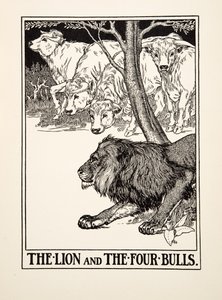 The Lion and the Four Bulls, from A Hundred Fables of Aesop by Percy J. Billingshurst