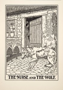 The Nurse and the Wolf, from A Hundred Fables of Aesop by Percy J. Billingshurst