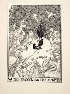 The Peacock and the Magpie, from A Hundred Fables of Aesop, pub. 1903 by Percy J. Billingshurst