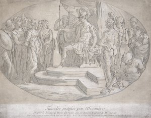 Alexandre et Timoclee, engraved by Nicolas Lesueur by Perino del Vaga