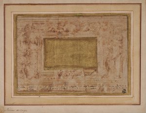Design for stucco frame with caryatids, swags and putti