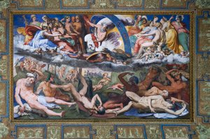 Zeus striking the rebelling Giants (the Fall of Giants) in The Hall of Jupiter