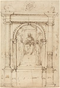Altarpiece of the Madonna and Child with Saints, in Its Architectural Setting by Perino del Vaga