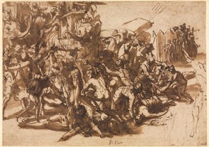 Poros Assailed by the Macedonian Army (recto) by Perino del Vaga