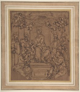 Virgin and Child Enthroned with Saint Anthony Abbot, Saint Peter, Saint Paul by Perino del Vaga