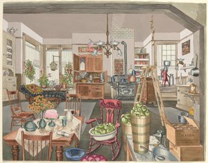 Semi-Rural Kitchen and Dining Room, 1910 by Perkins Harnly