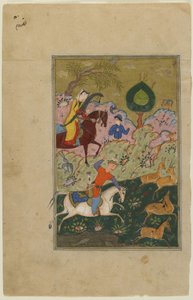Bahram Gur Hunts with Azada, from a Khamsa