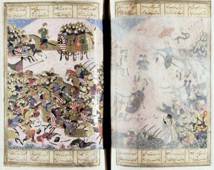 Battle Between Isfandiyar and Arjasp, illustration from the Shahnama (Book of Kings) by Persian School