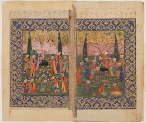 Folio from an unidentified text; Sulayman Enthroned, Shiraz, Iran, c.1560-70 by Persian School