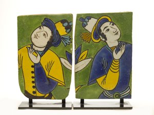 Fragmentary Tiles with Figural Decoration by Persian School