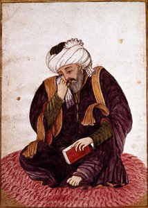 Portrait of Hafez, Persian poet and mystic of the 14th century. Miniature. National Museum of Damascus, Syria