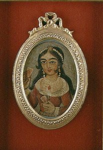 Qajar Bust Roundel Depicting an Adorned Woman by Persian School