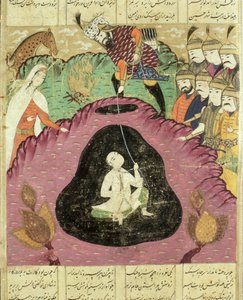 Rostam Pulling Bijan from the Cave, Illustration from the Shahnama (Book of Kings)