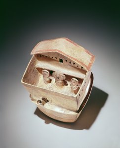 House with inhabitants, Recuay Culture by Peruvian School