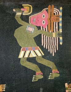 Woven Wool Dancer with Baton, Paracas Tribe by Peruvian School