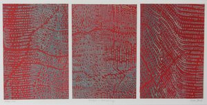 Triptych in Red and Grey