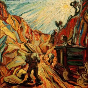 Workers in the Quarry by Peter August Böckstiegel