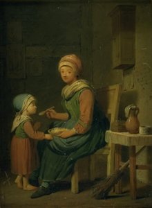 A Peasant Woman Giving Her Daughter Something to Eat by Peter Cramer