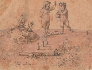 Two Children Playing with a Ball by Peter Flötner