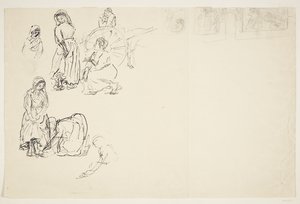 Sheet with Studies from an Italian Market by Peter Hansen