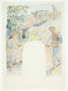 Agriculture. Draft for a Planned Fresco in Faaborg by Peter Hansen
