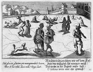 Couples Ice-Skating by Peter I Rollos