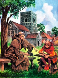 Boy learning in Norman times by Peter Jackson