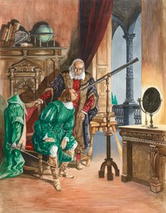 Galileo, Now Blind, Lets a Friend Look at the Stars Through His Telescope from the Balcony of His Study in Pisa by Peter Jackson