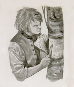 George Washington Peeling Bark from a Tree to Write On by Peter Jackson