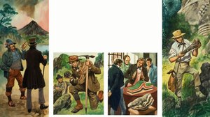 Unidentified sequence of illustrations depicting geological exploration by Peter Jackson