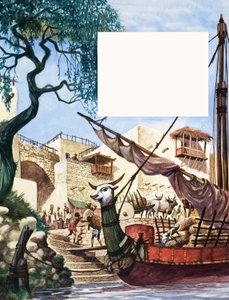 Unloading a trading boat by Peter Jackson