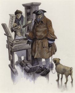 William Hogarth, on 16 February 1740, at the Frost Fair on the River Thames by Peter Jackson
