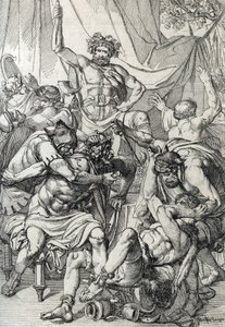 Heptarchy: Representation of Anglo-Saxon Leader Hengist Slaying His Enemies to Found the Kingdom of Kent, circa 461 by Peter Johann Nepomuck Geiger