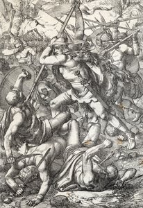 Representation of Pelagius the Conqueror, King of Asturias, Triumphant Against the Saracens, 719, Covadonga, Spain by Peter Johann Nepomuck Geiger