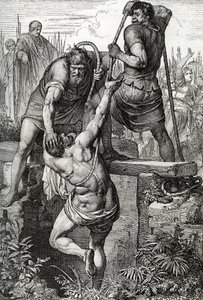 The Byzantine Emperor Zenon (425-491) returned to Constantinople had the usurper Flavius Basiliscus (Basilisk) locked up with his family, 477 by Peter Johann Nepomuck Geiger