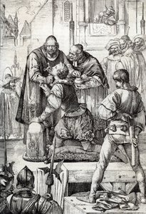 War of Ninety Years (or revolt of the Netherlands) (1568-1648): the decollation of Lamoral, Count of Egmont, Prince of Gavre (1522-1568), Dutch politician - He was condemned in the framework of the Council of Troubles (or Blood Council) by Peter Johann Nepomuck Geiger